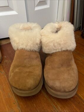 UGG Chestnut Sheepskin Cuff Ankle Booties